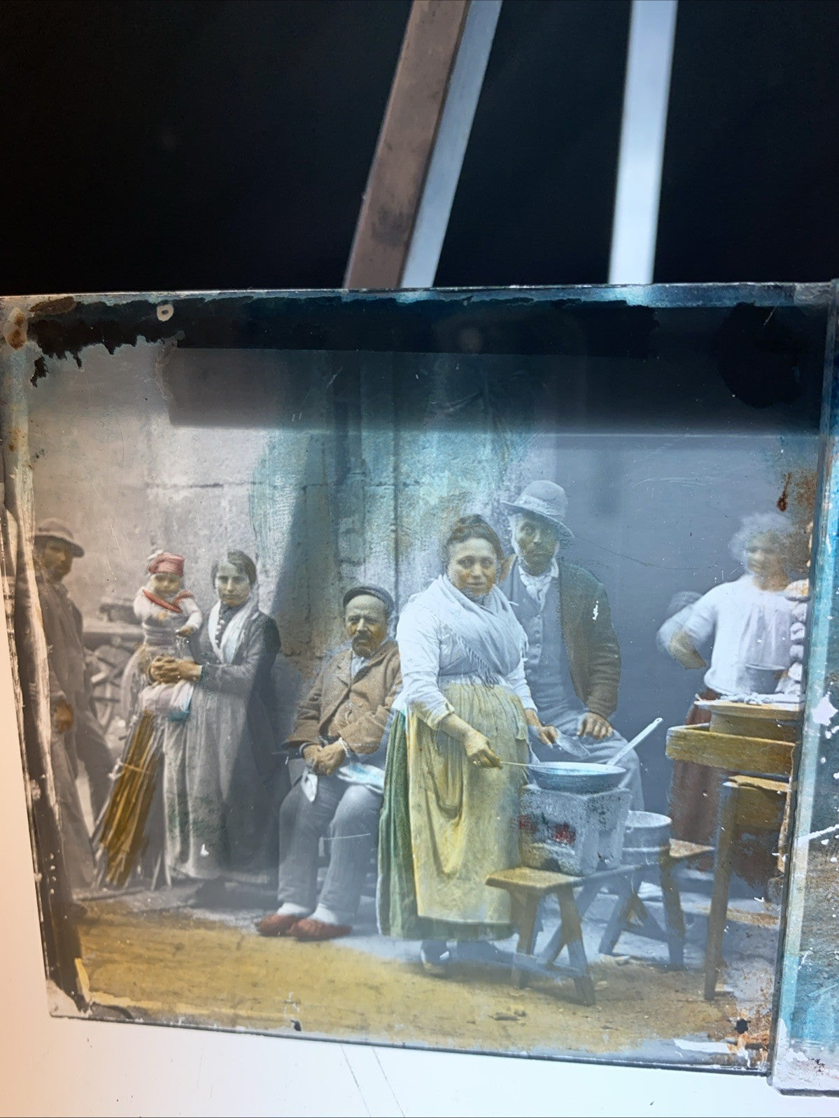 Magic Lantern Victorian Glass Square Photo x 2 Ethnic Tribal People (1180)