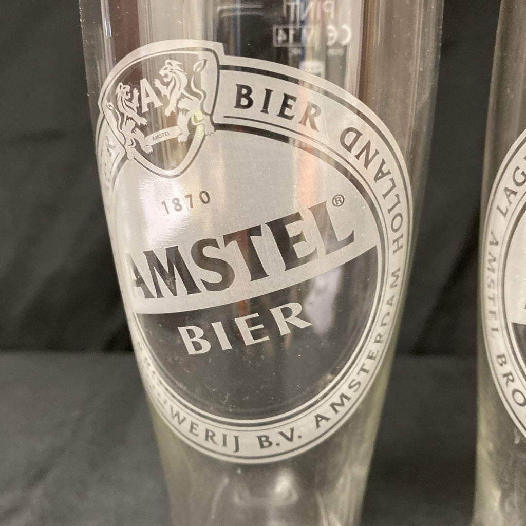 2X Amstel Bier Etched Pint Glasses Lager Drinks Home Bar Pub Party (1334