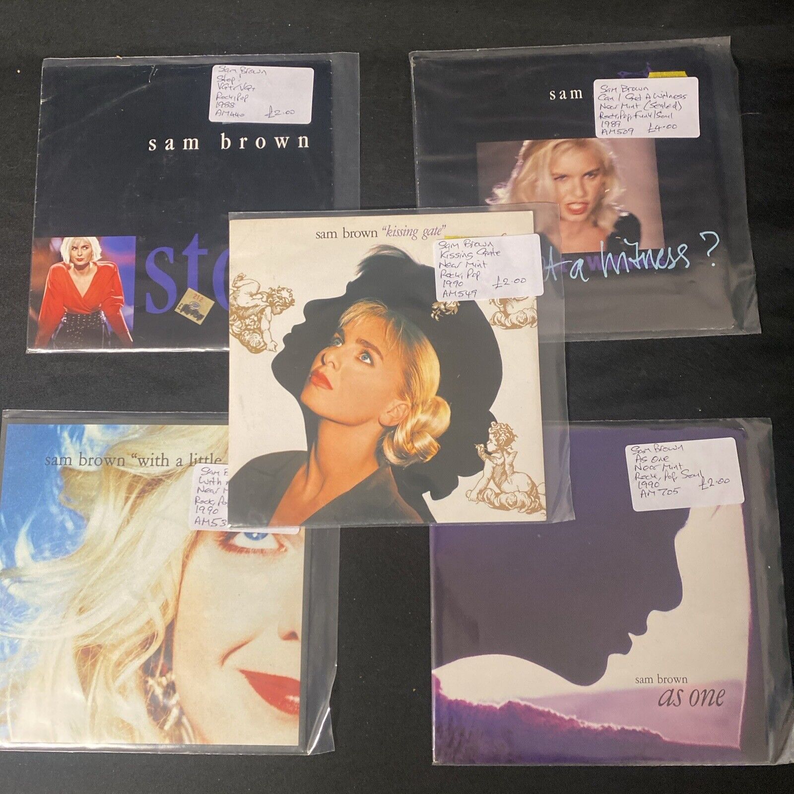 Vinyl Records 7" Singles 5 x 1980's Sam Brown - (9471)
