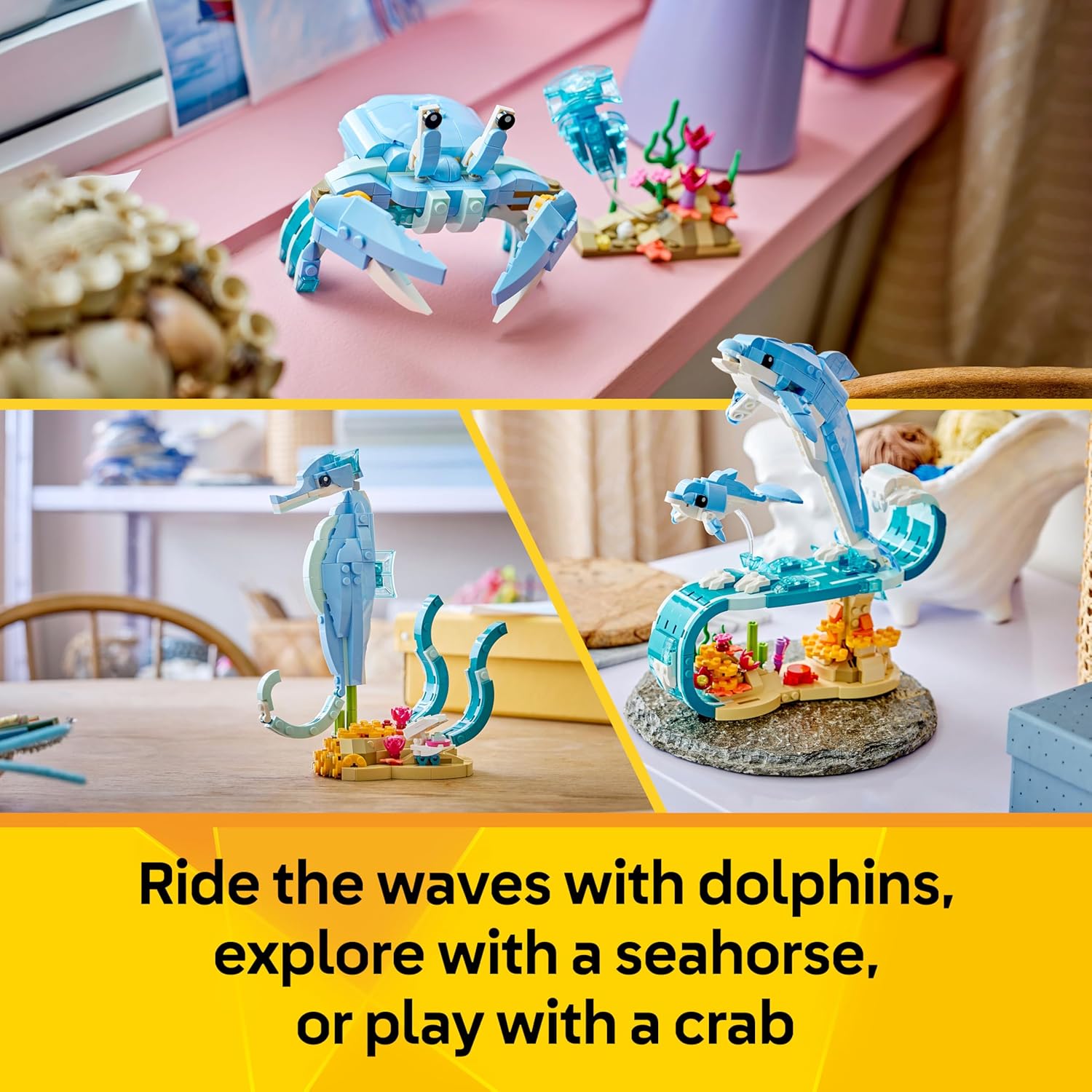 LEGO Creator 3 in 1 - Sea Animals: Beautiful Dolphins / Seahorse / Crab - 31385
