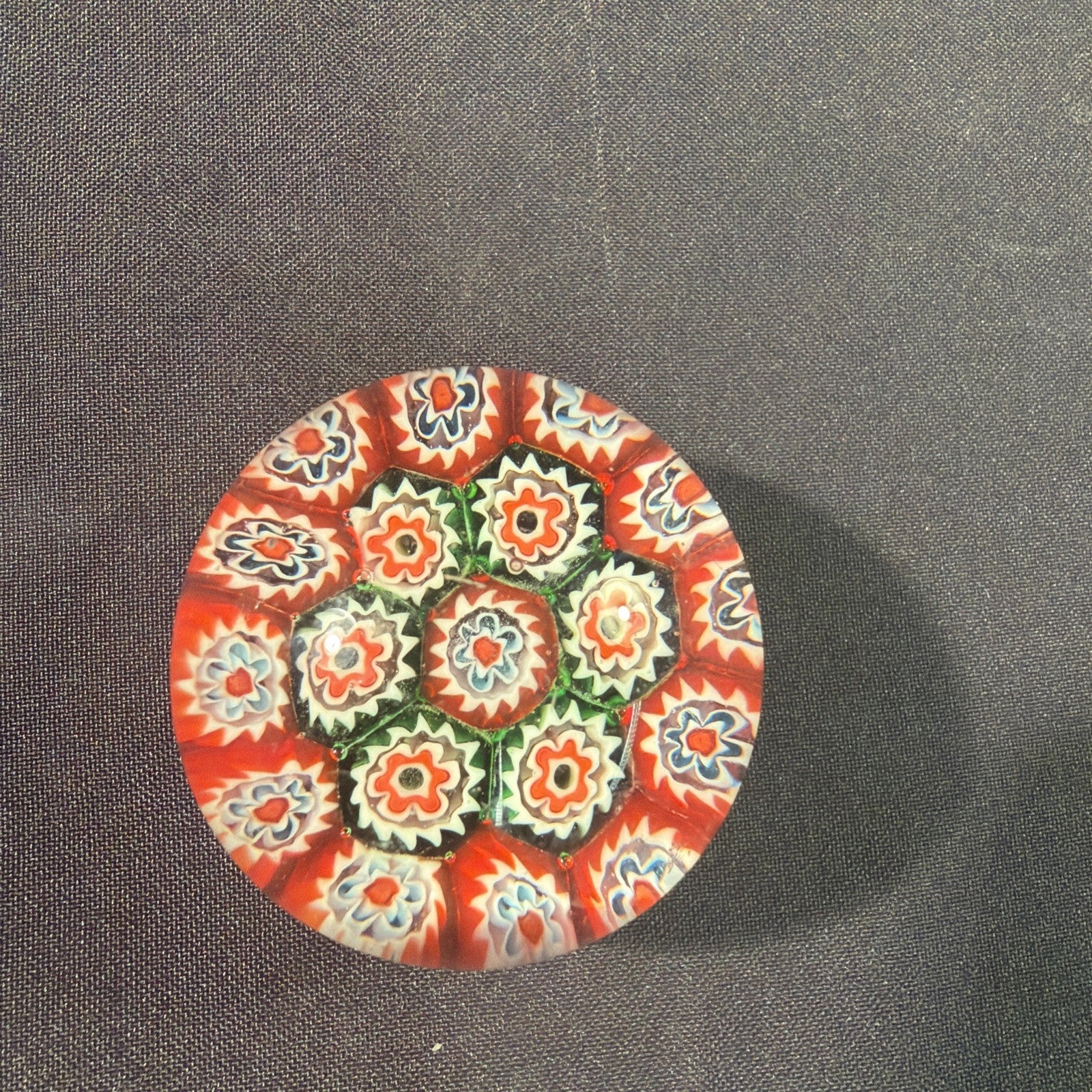 Murano Italian Millefiori Glass paperweight 1970's Vintage  5cm D.- (2089)