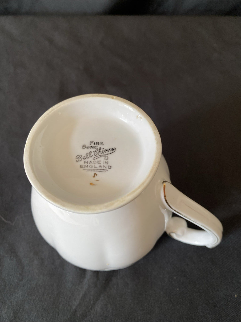 Vintage Bell Fine Bone China England White - Gold Pattern Border Milk Jug (5818)