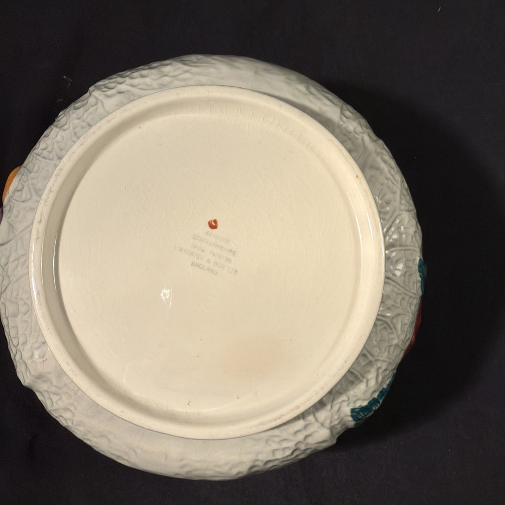 Shorter and Son Ltd Majolica Berries Vintage Bowl with metal rim - (2099)