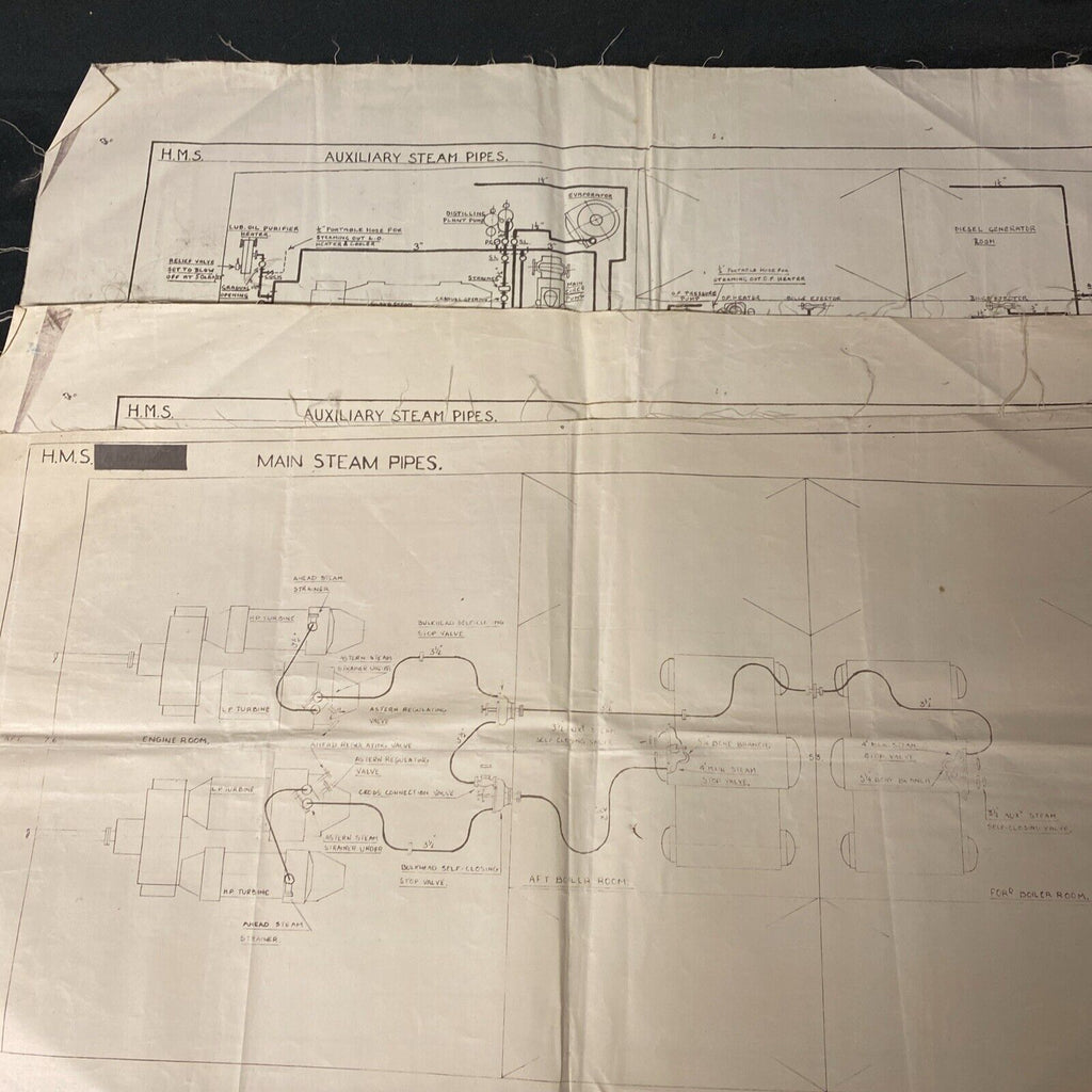 HMS RINALDO Water proof fabric Steam Pipes schematics diagrams (5436)