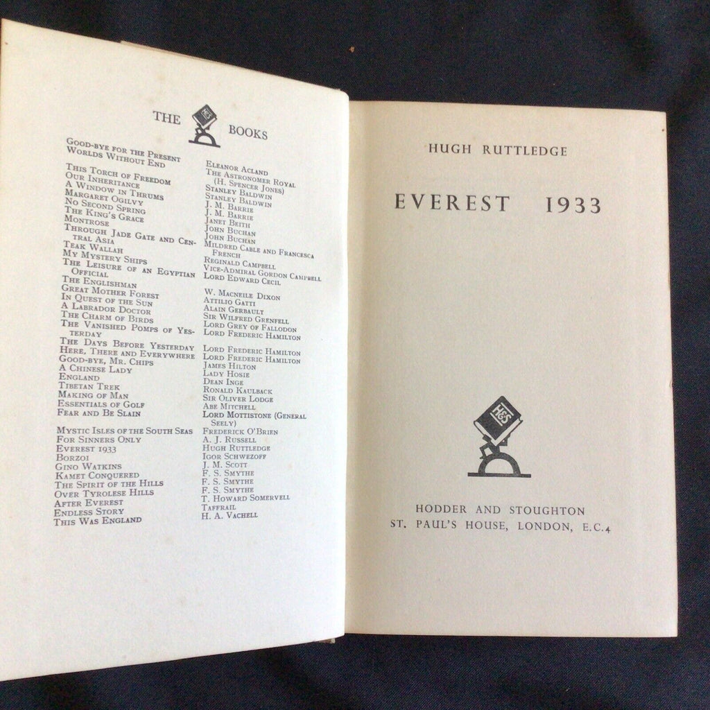 Hugh Ruttledge - Everest 1933 Antique Book edition 1938 - (9727)