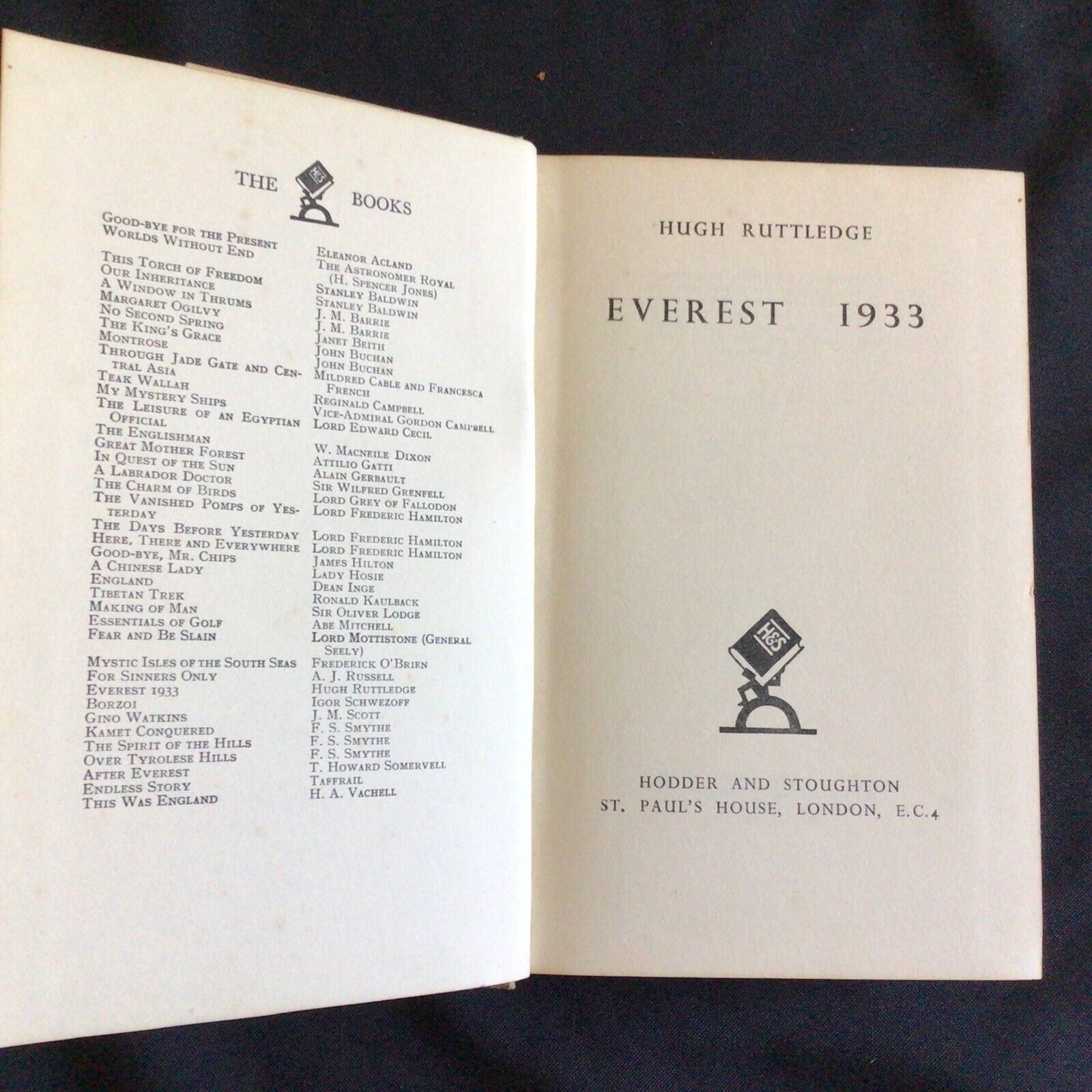 Hugh Ruttledge - Everest 1933 Antique Book edition 1938 - (9727)