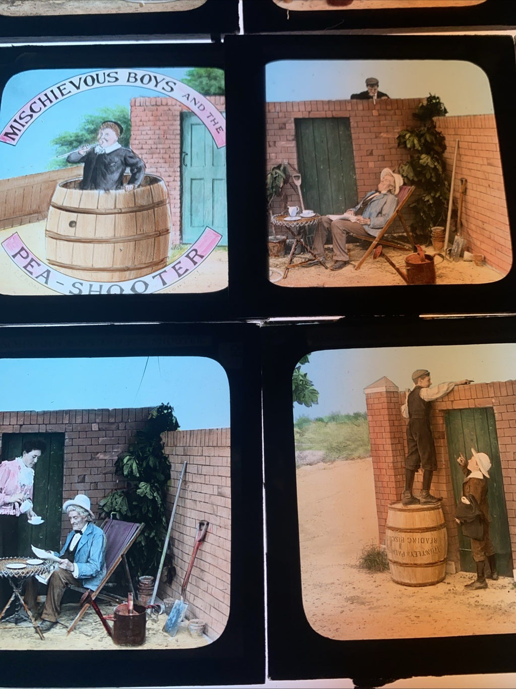 Magic Lantern Victorian Glass Square Handpainted Story x 12 Slides (1060)