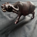 Late 19th century Chinese hardwood carved water buffalo or oxen Signed - (9404)