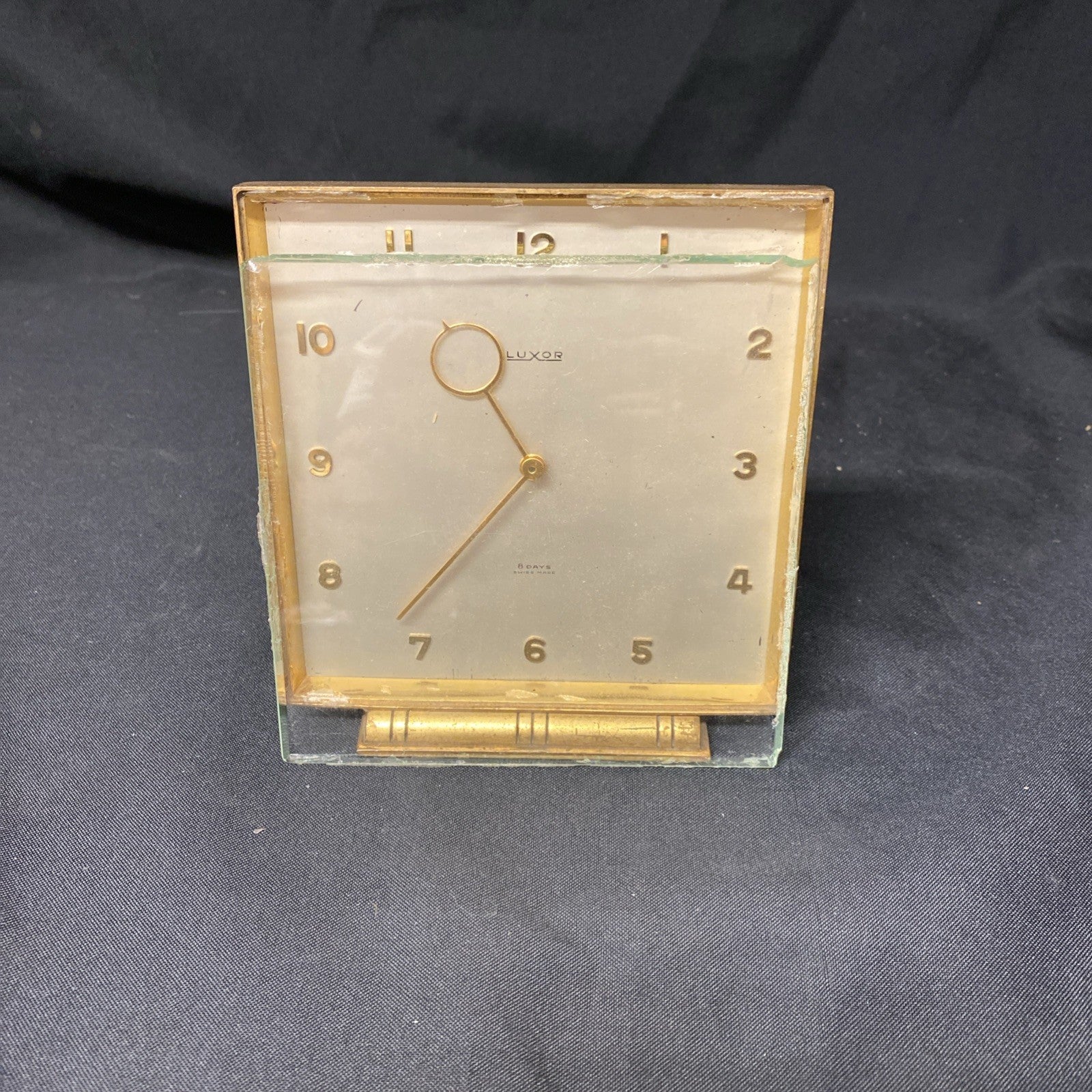 Luxor 8 Day Clock Swiss Made mid century 16 jewels needs repair -(1732)