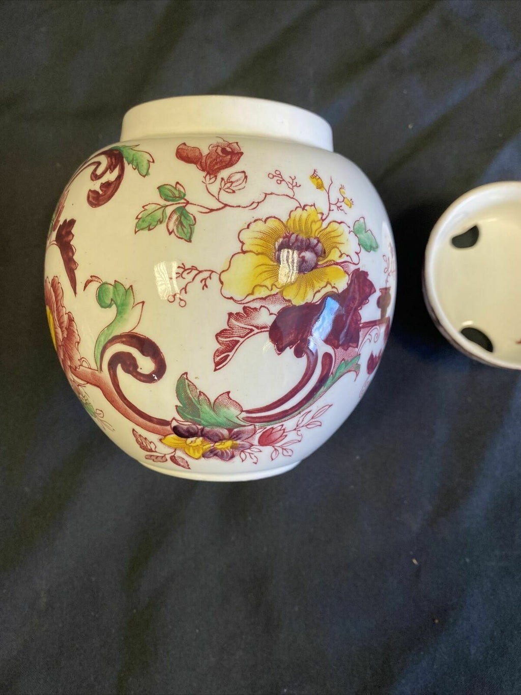 Antique Masons Ironstone Floris London Ginger Jar 12cm tall  - (7570)