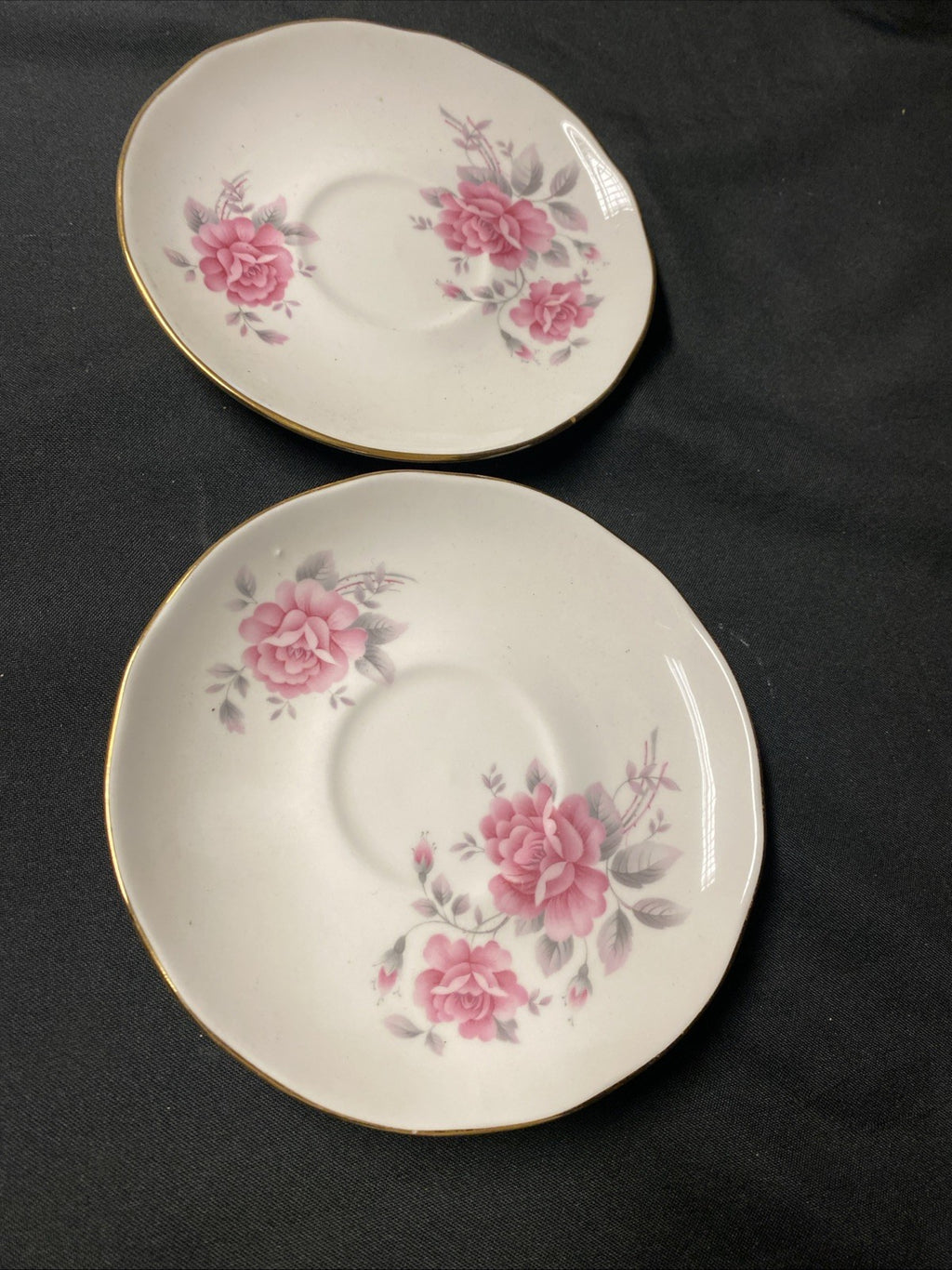 Duchess Fine China Pink Rose Pair of saucers (2) - (1590)