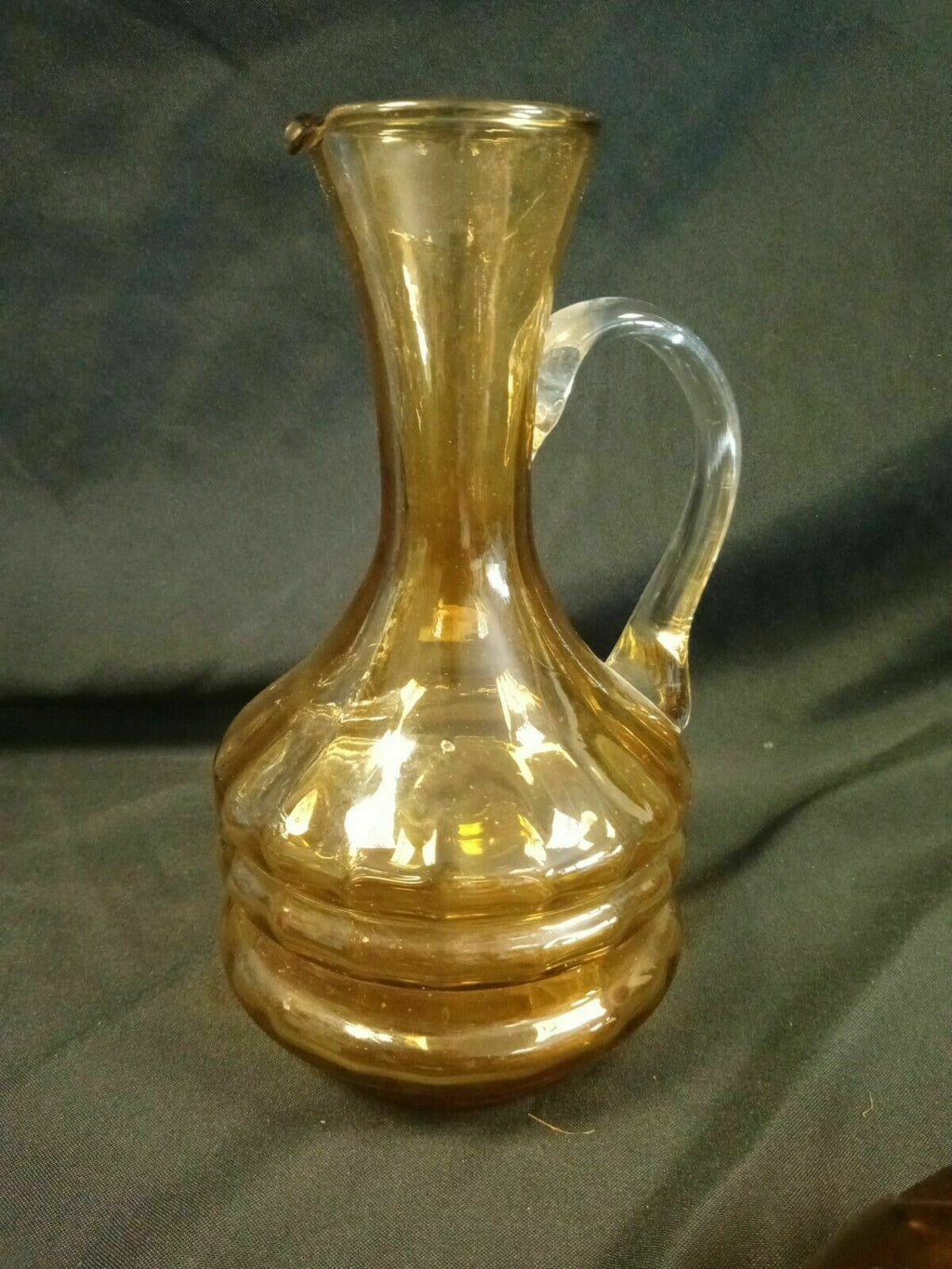 Vintage Large Amber glass bowl and Jug Stamped England - (7973)