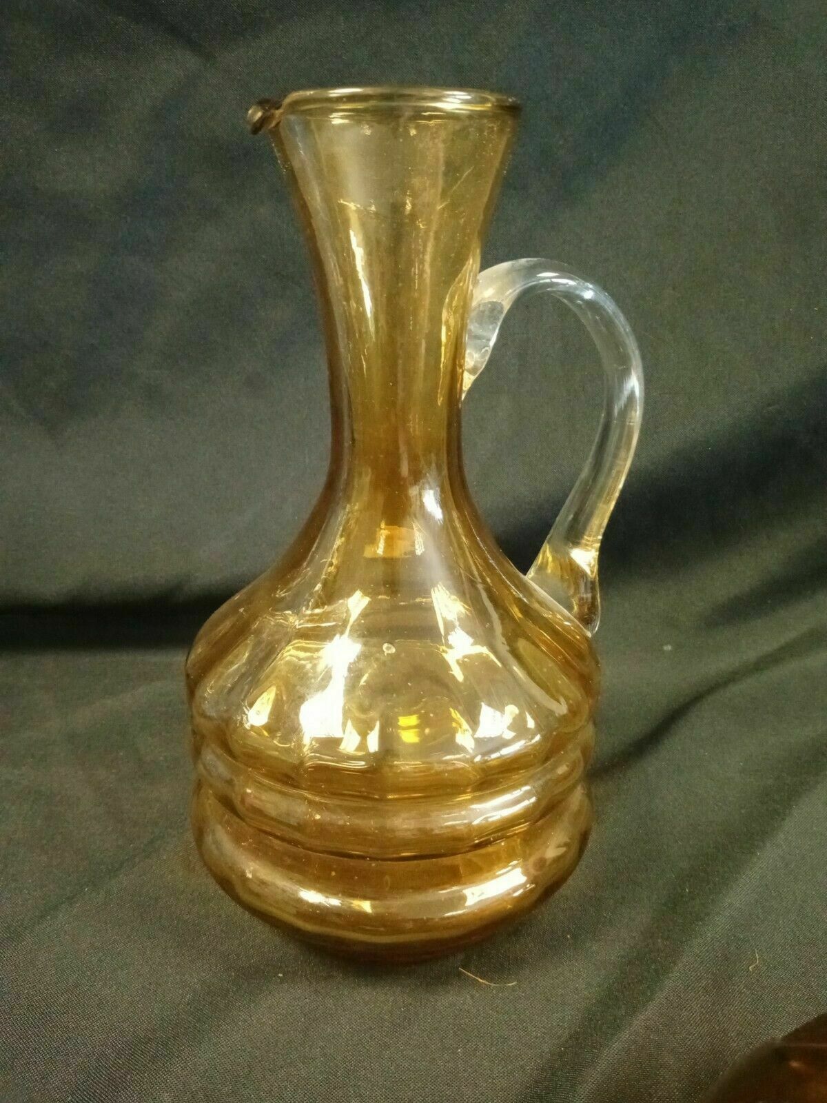 Vintage Large Amber glass bowl and Jug Stamped England - (7973)