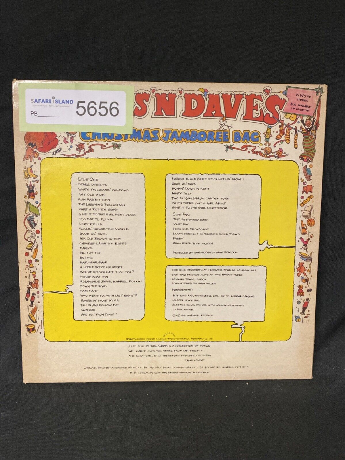 VINYL RECORD - Chas N Dave's Christmas Jamboree Bag 1981 Album - (5656)
