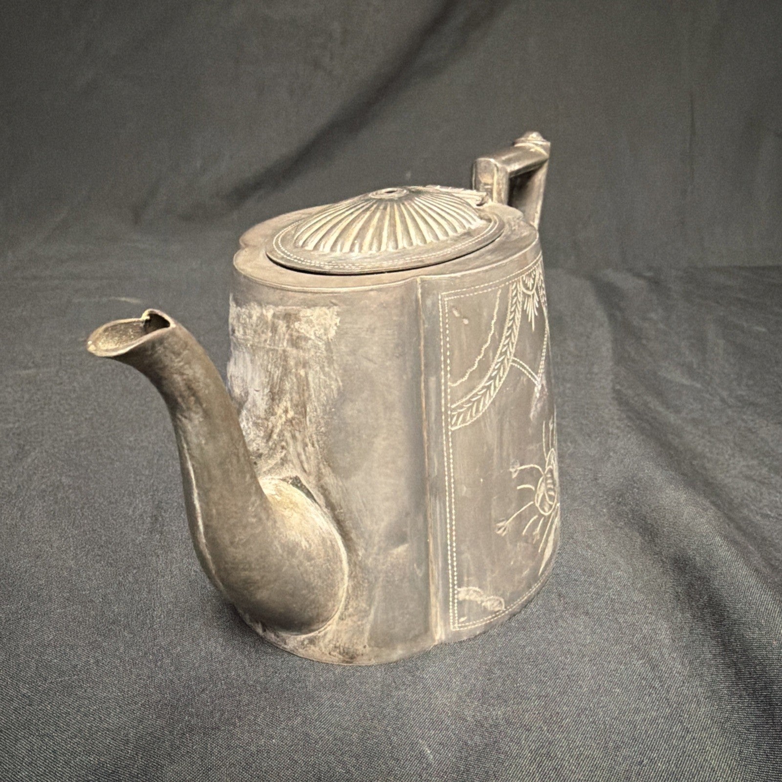 Antique Electroplated Brittania Metal Teapot Sheffield #4966 - (1914)