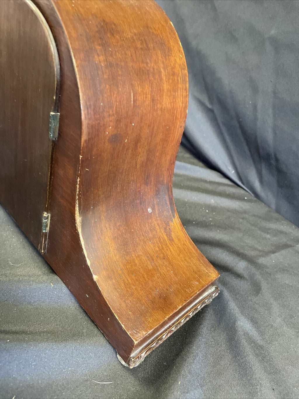 Edwardian Inlaid Mahogany Napoleon Hat Style Mantle Clock Working - (7916)