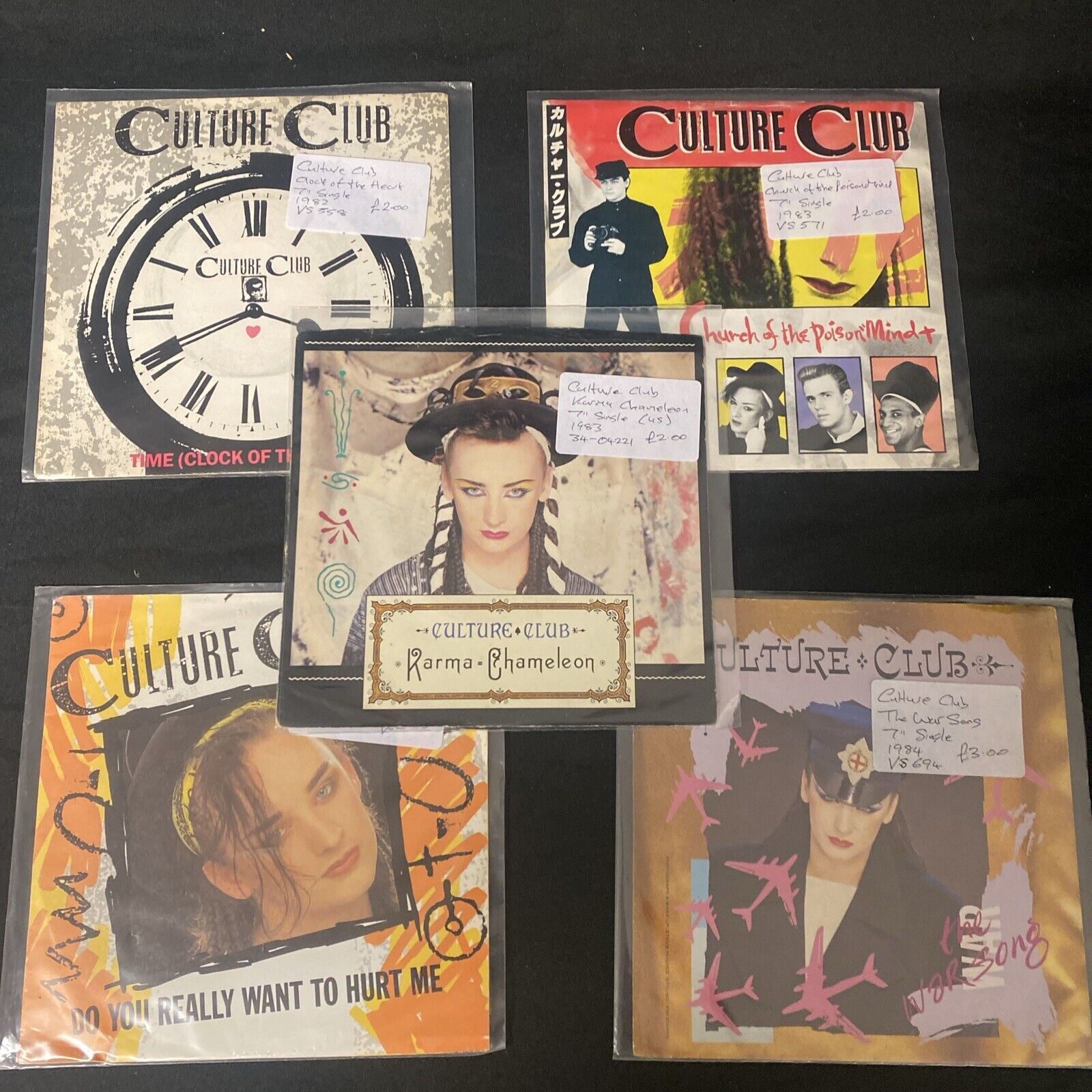 Vinyl Records 7" Singles 5 x 1980's Culture Club 5 different singles