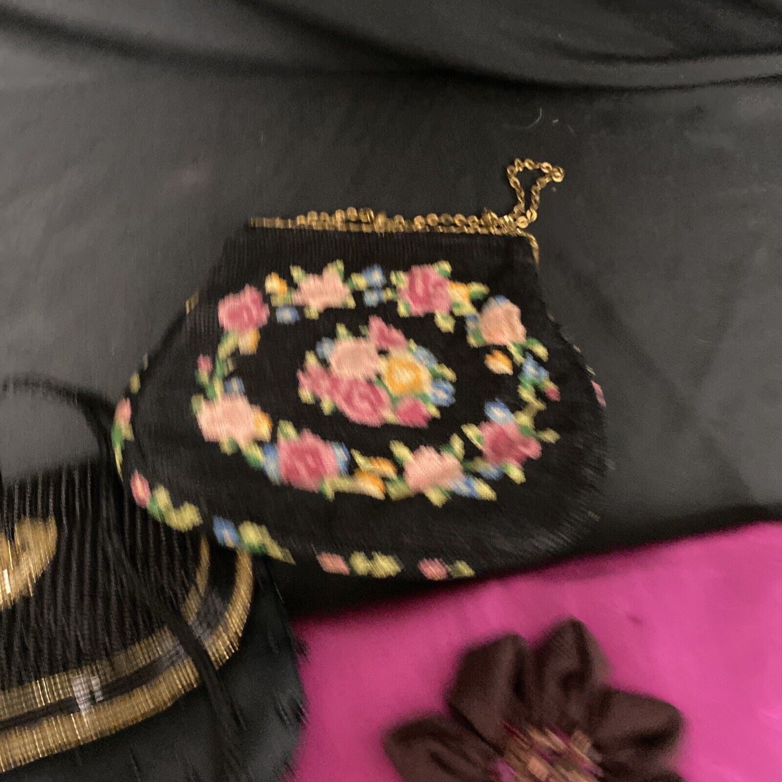 Antique Tapastry and Brass Handbag + Alexon and Avon Vintage bags - (9149)