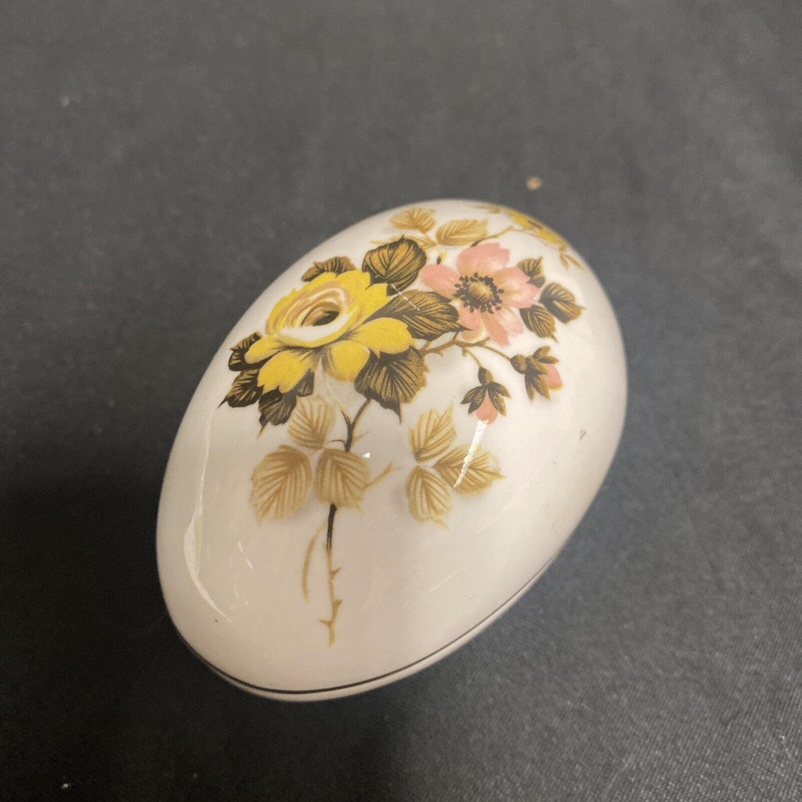 Trinket Box EGG - Phildale England Bone China Floral Design - (9316)