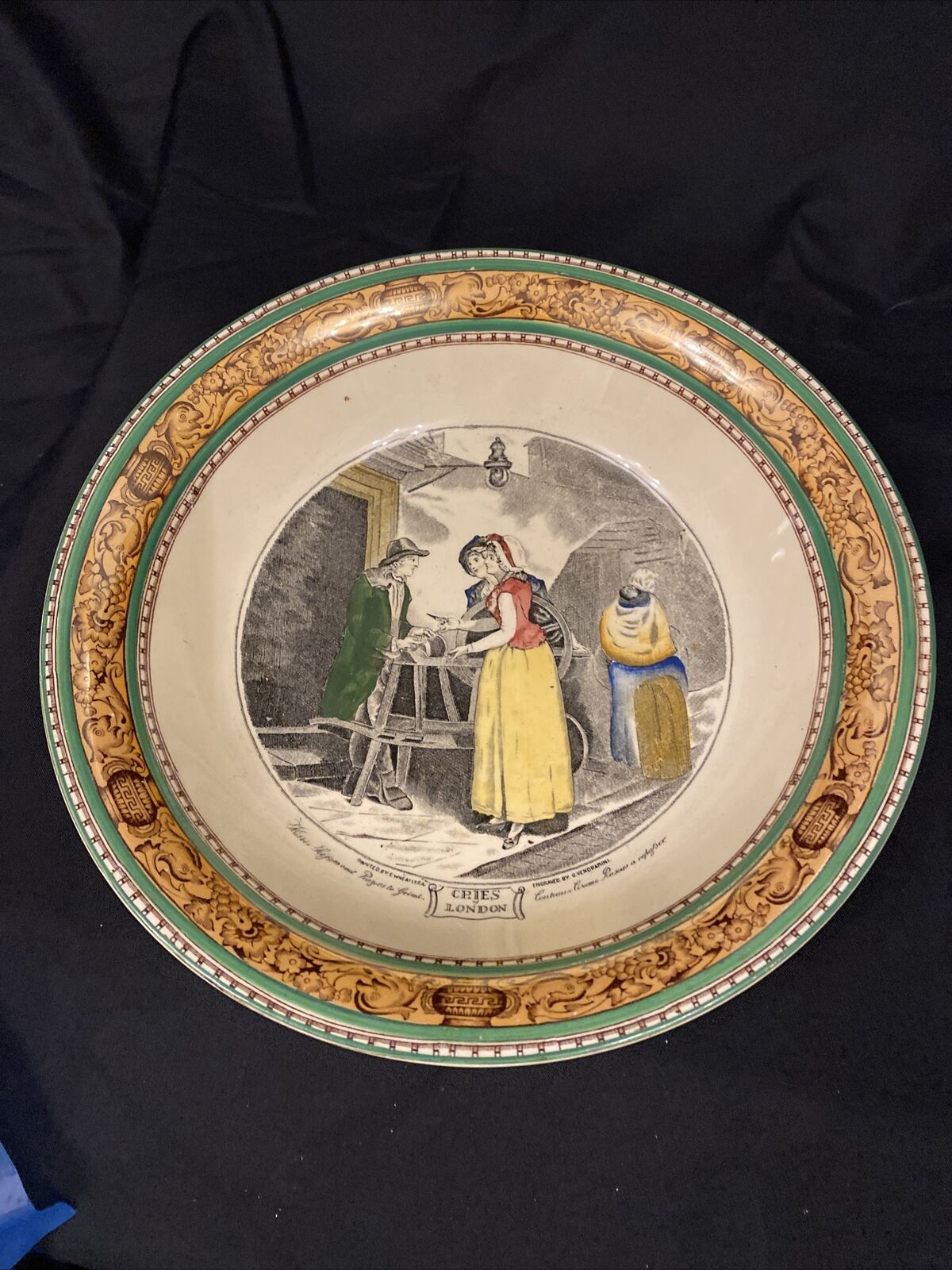 Vintage Adams Cries Of London Razors To Grind Large Bowl 26cm - (8460)