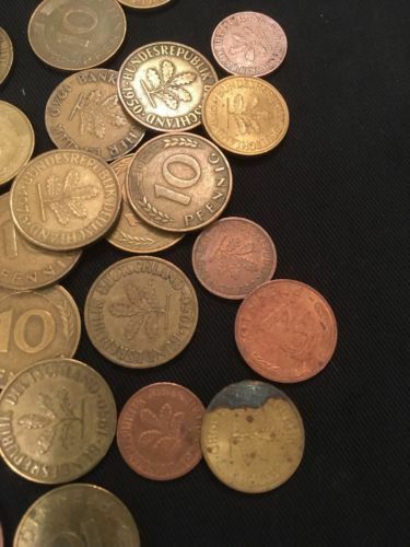 Germany 10 / 5 / 2 / 1 Pfennig coins x 37 - 1949 to 1980 - (2808)