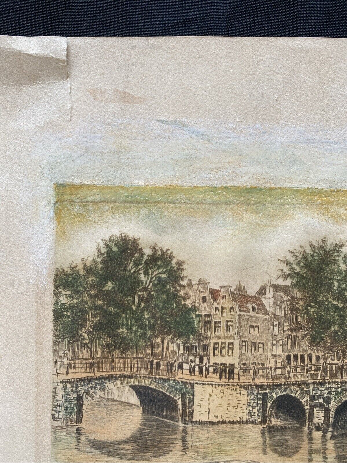 Prof. A Thalberg #5/10 Water under a bridge Original Coloured etching - (5860)