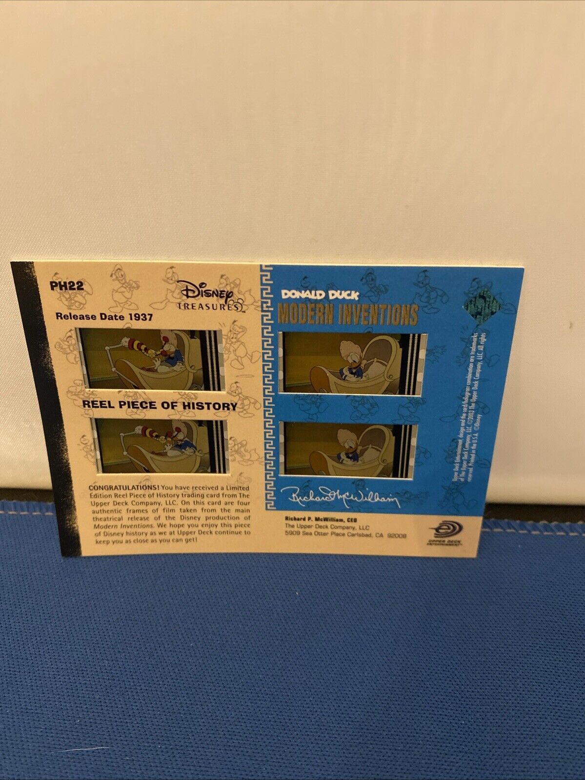 2003 Upper Deck Disney Treasures Donald Duck 4 cell Reel Piece Card PH22 (5782)