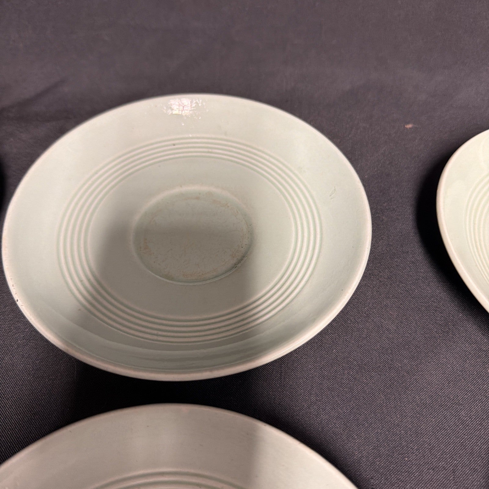 Wood's Ware Beryl Utility Green 1940's Ceramic Tea Saucer x 6 - (1920) 