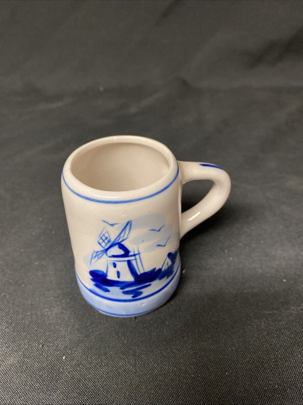 Delfts Blue Hand Painted Blue & White Miniature China Stein Tankard - (5821)