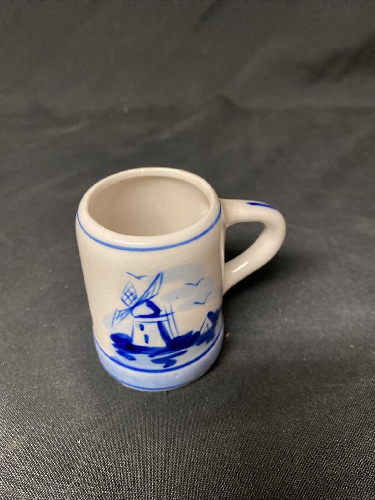 Delfts Blue Hand Painted Blue & White Miniature China Stein Tankard - (5821)
