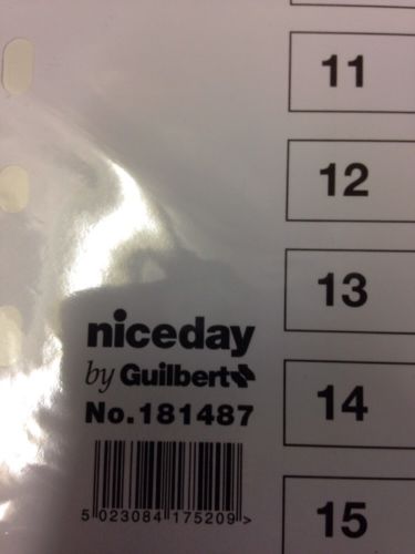 Niceday - A4 File Dividers - 15 numbered tabs with contents sheet - NEW (8635)