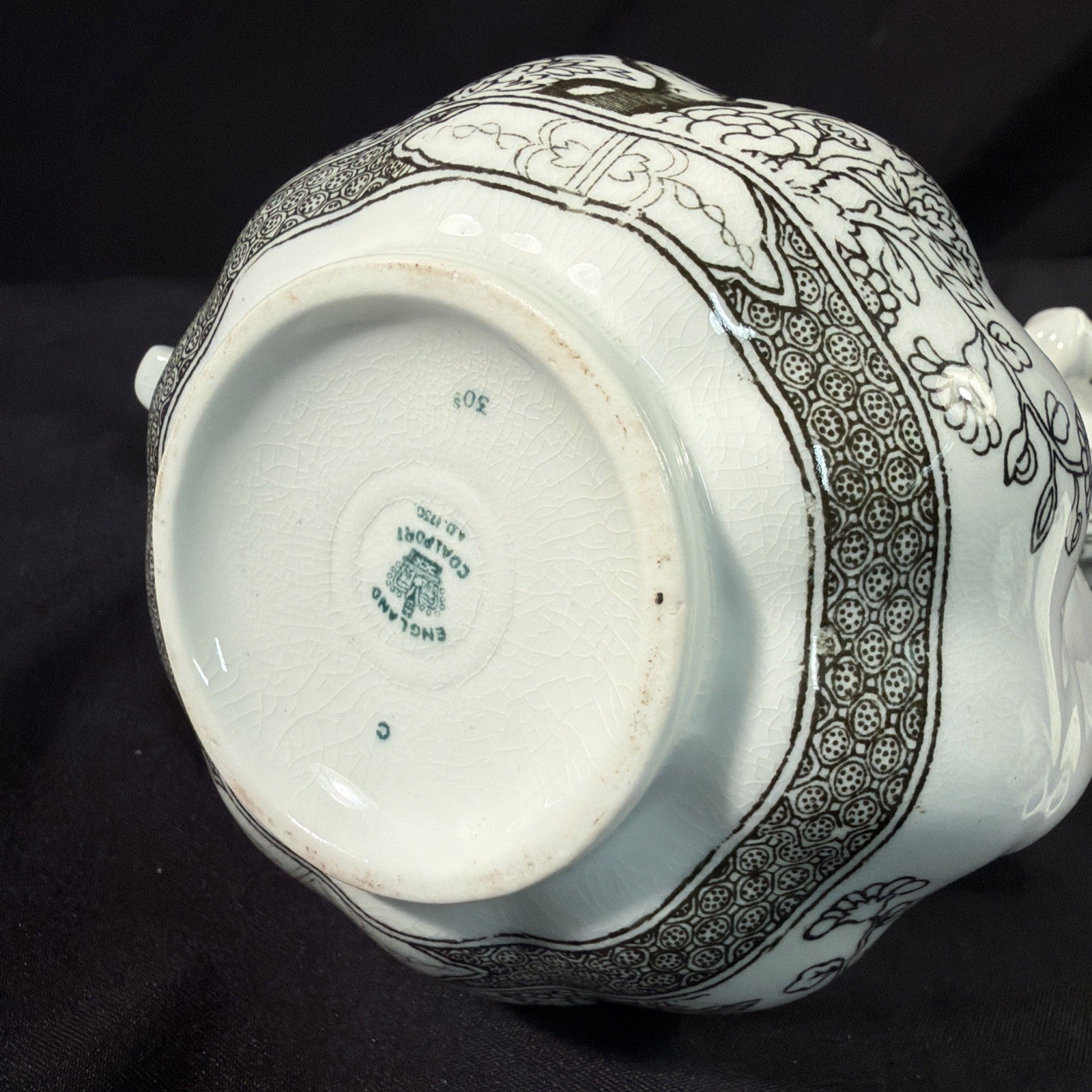 Coalport 1930's Black & White Indian Tree Teapot and Sugar Bowl - (2049)