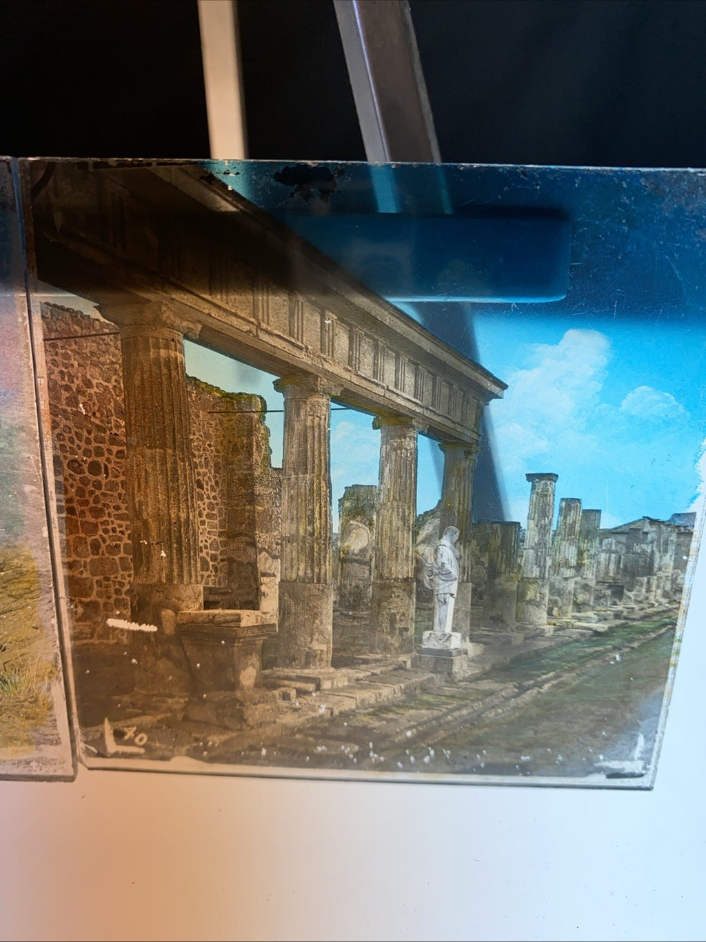 Magic Lantern Victorian Glass Square Photos x 2 The Parthenon and other (1179)