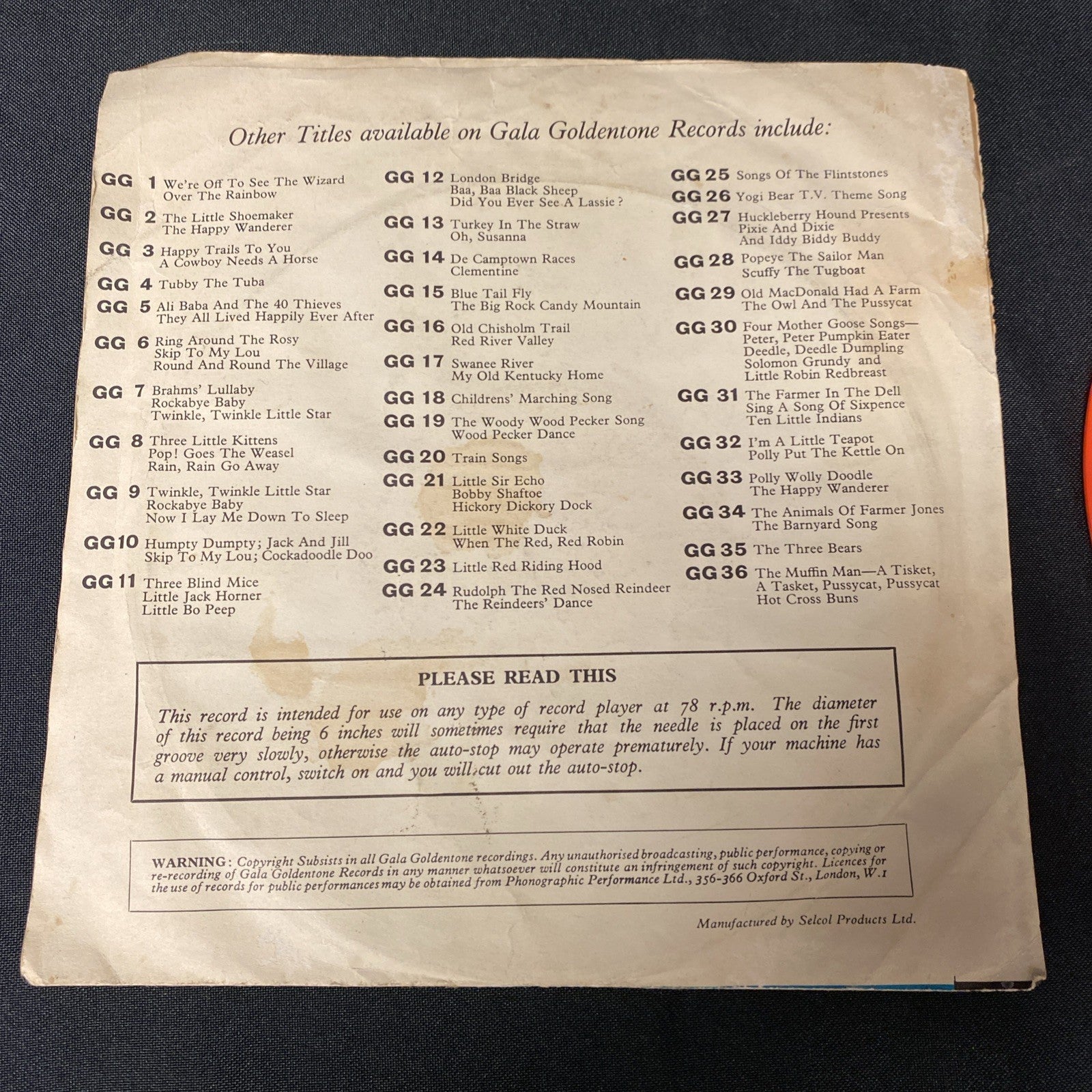 VINYL RECORD - Goldentone ORANGE Vinyl 4 songs Peter Pumpkin Eater Etc - (1439)