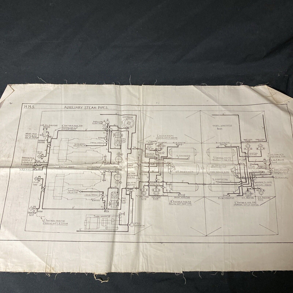 HMS RINALDO Water proof fabric Steam Pipes schematics diagrams (5436)