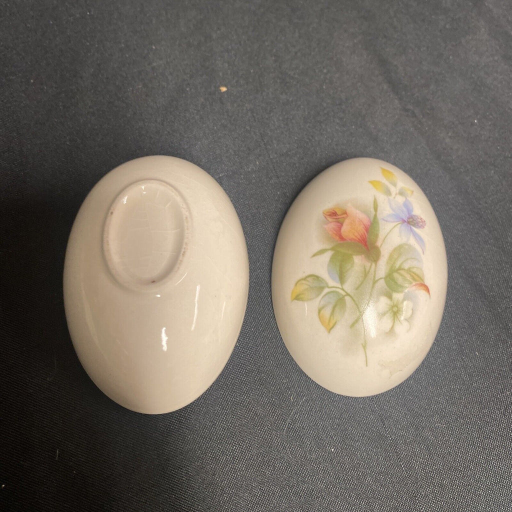 Trinket Box EGG -  Bone China Floral Design - (9319)