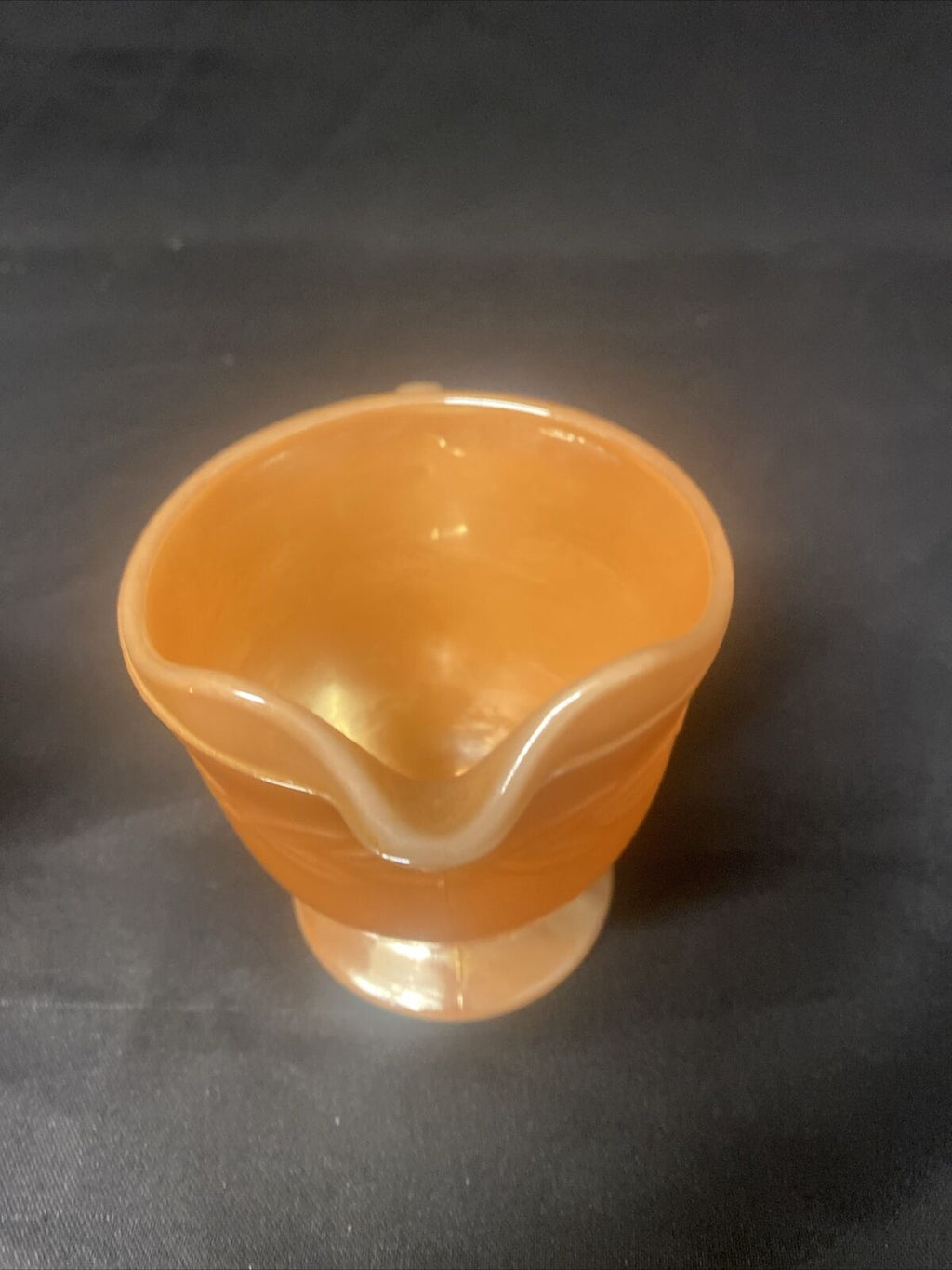 Vintage FIRE KING Oven Ware PEACH LUSTRE c1950 Glass USA Laurel Creamer & Sugar