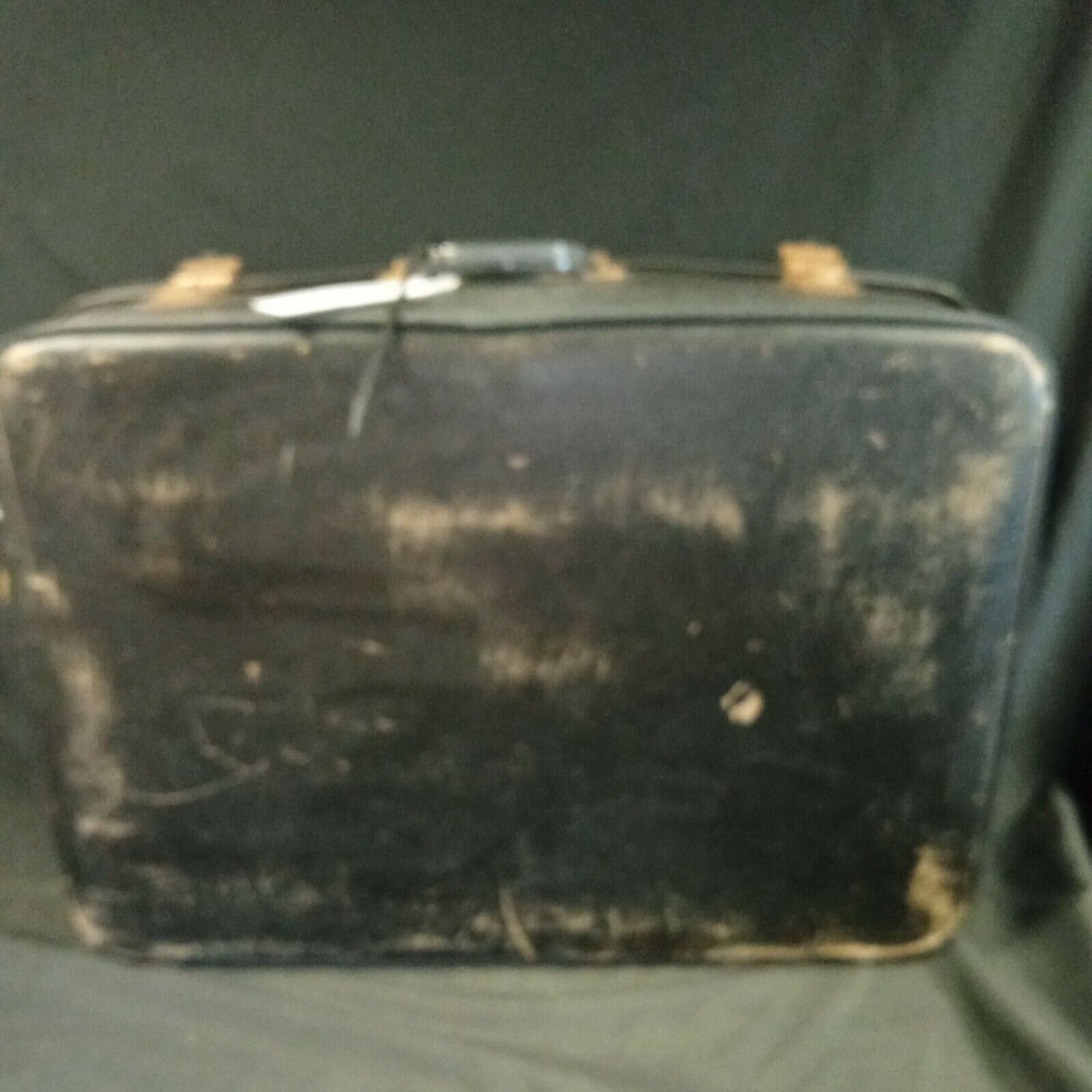 Vintage suitcase Large blue plastic and fabric case prop / storage 1960's - (8087)