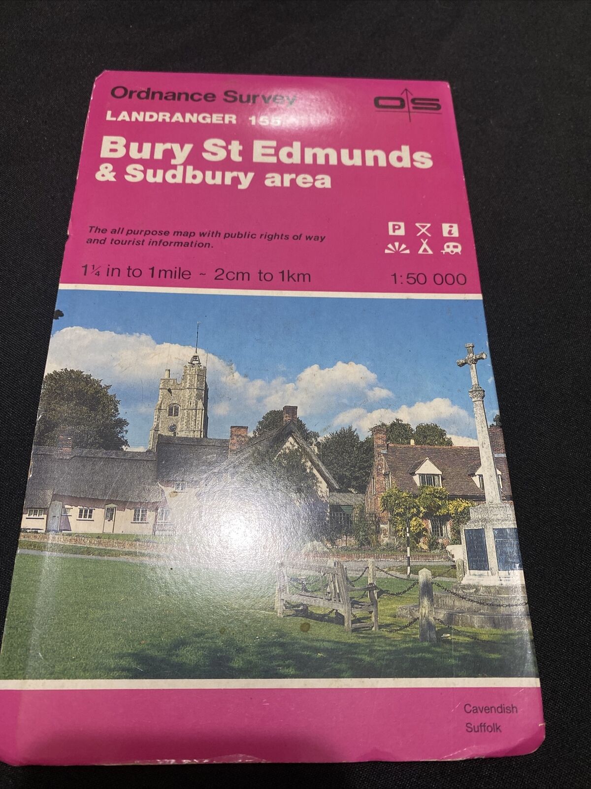 MAP - Ordnance Survey 2cm-1km '87 Landranger#155 Bury St Edmonds Sudbury (8675
