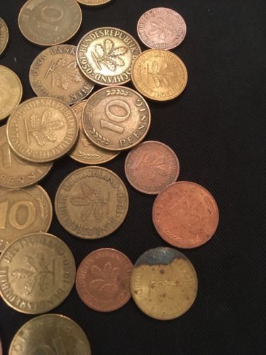 Germany 10 / 5 / 2 / 1 Pfennig coins x 37 - 1949 to 1980 - (2808)