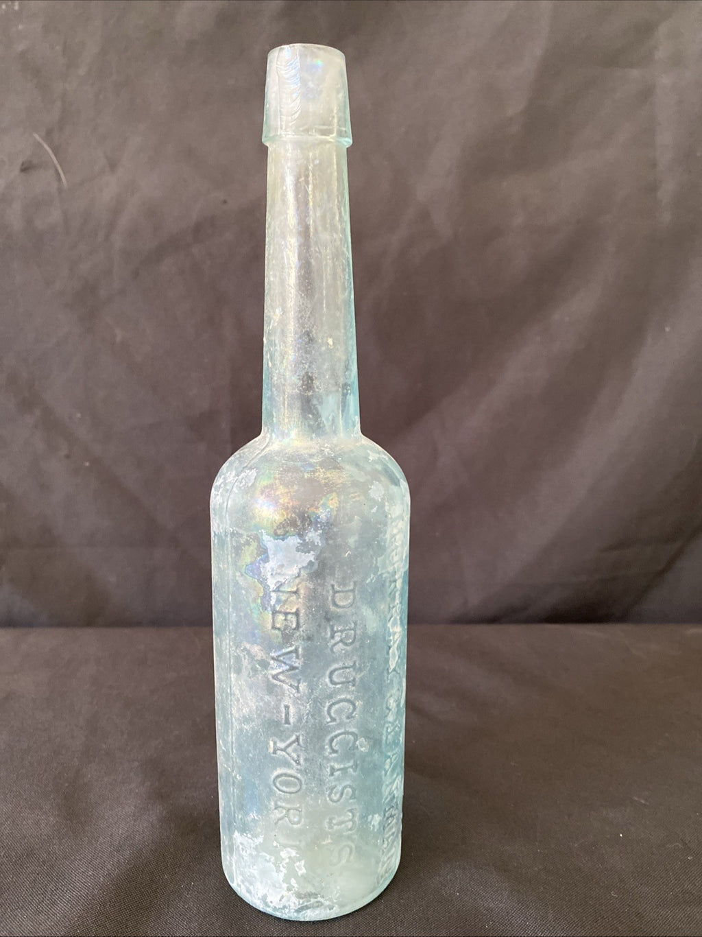 Antique Glass Bottle Florida Water Druggists New York Murray & Lanman - (1022)
