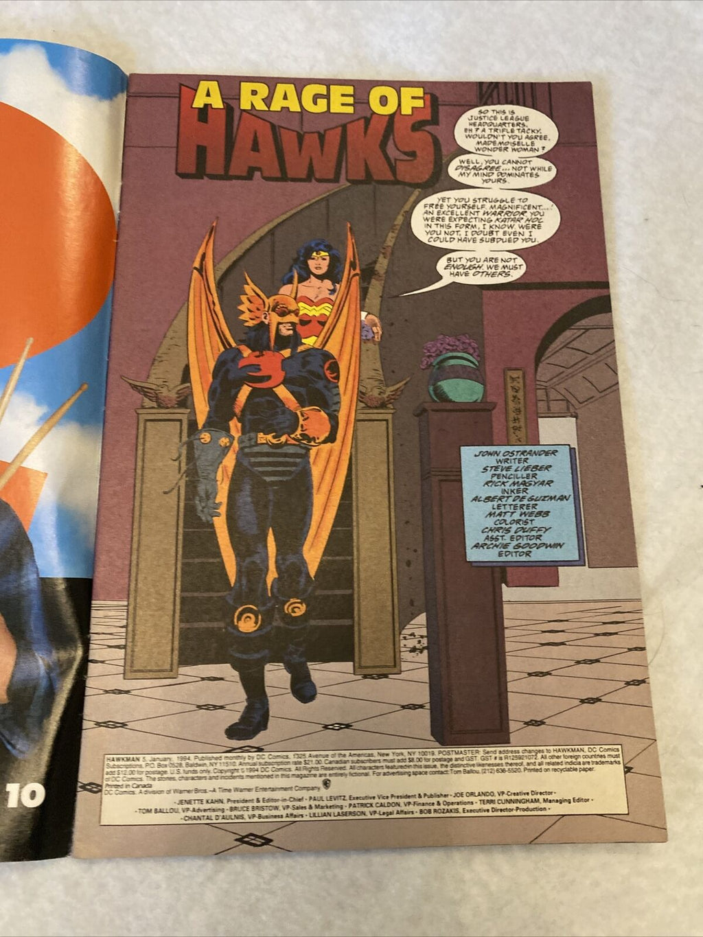 COMIC - DC Comics HAWKMAN A Rage of Hawks - Jan 1994  - New York - (8825)