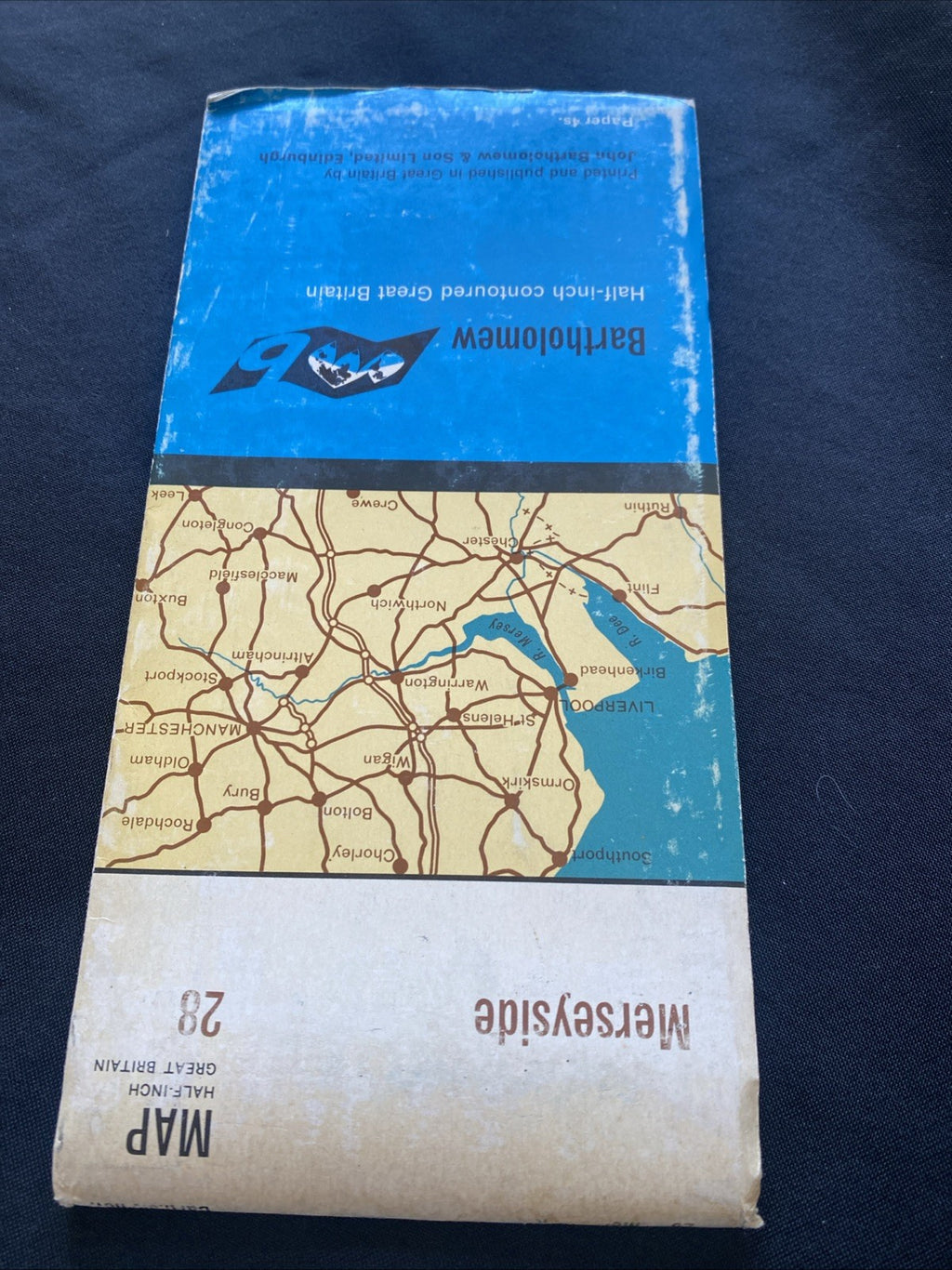 Merseyside Bartholomew Half Inch Map Series Paper Map #28 (1311)