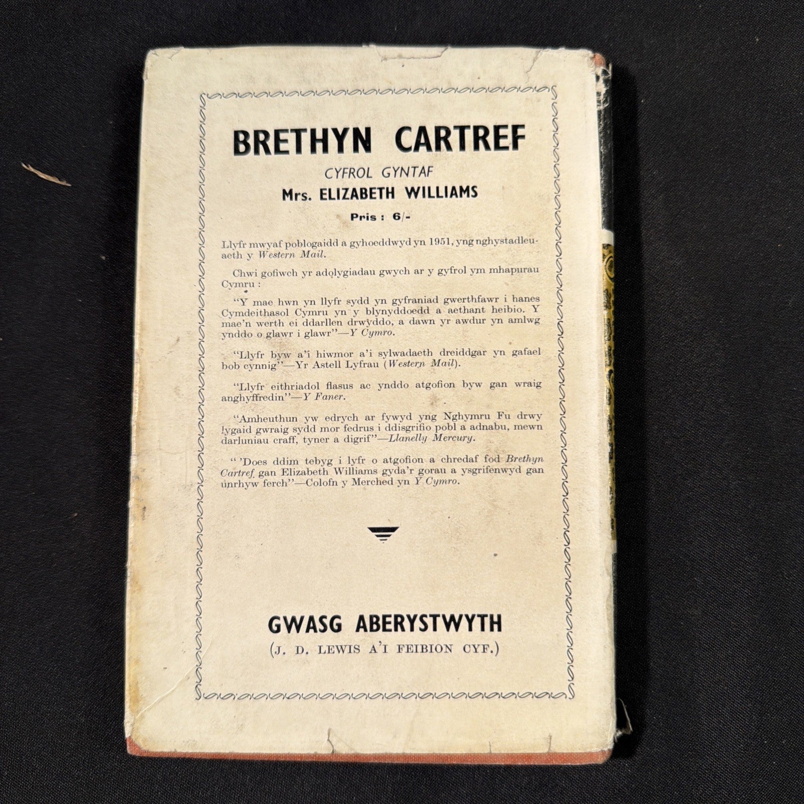 Siaced Fraith, Elizabeth Williams - Welsh Language book - (1876)
