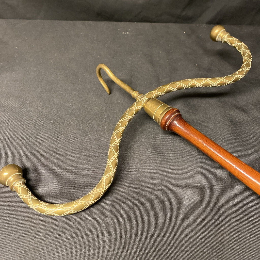 Antique Judge Barrister Wig and Gown Hanger Brass and wood Engraved - (1711)