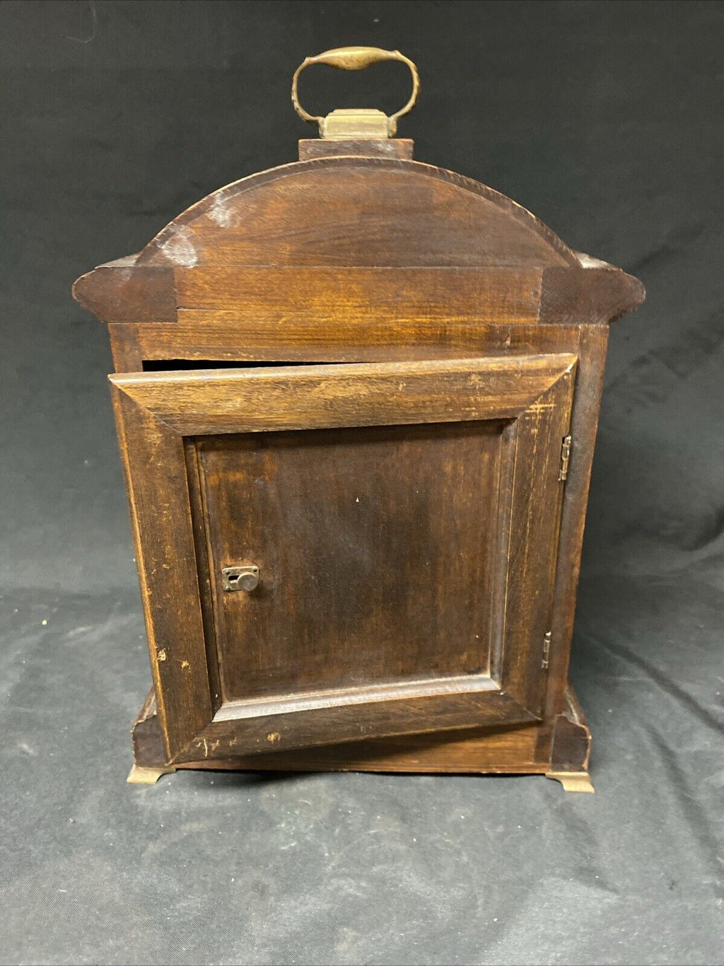 Oak Cased Large Mantle Clock 1900's 34cm Tall 13cm Diameter Face - (5735)