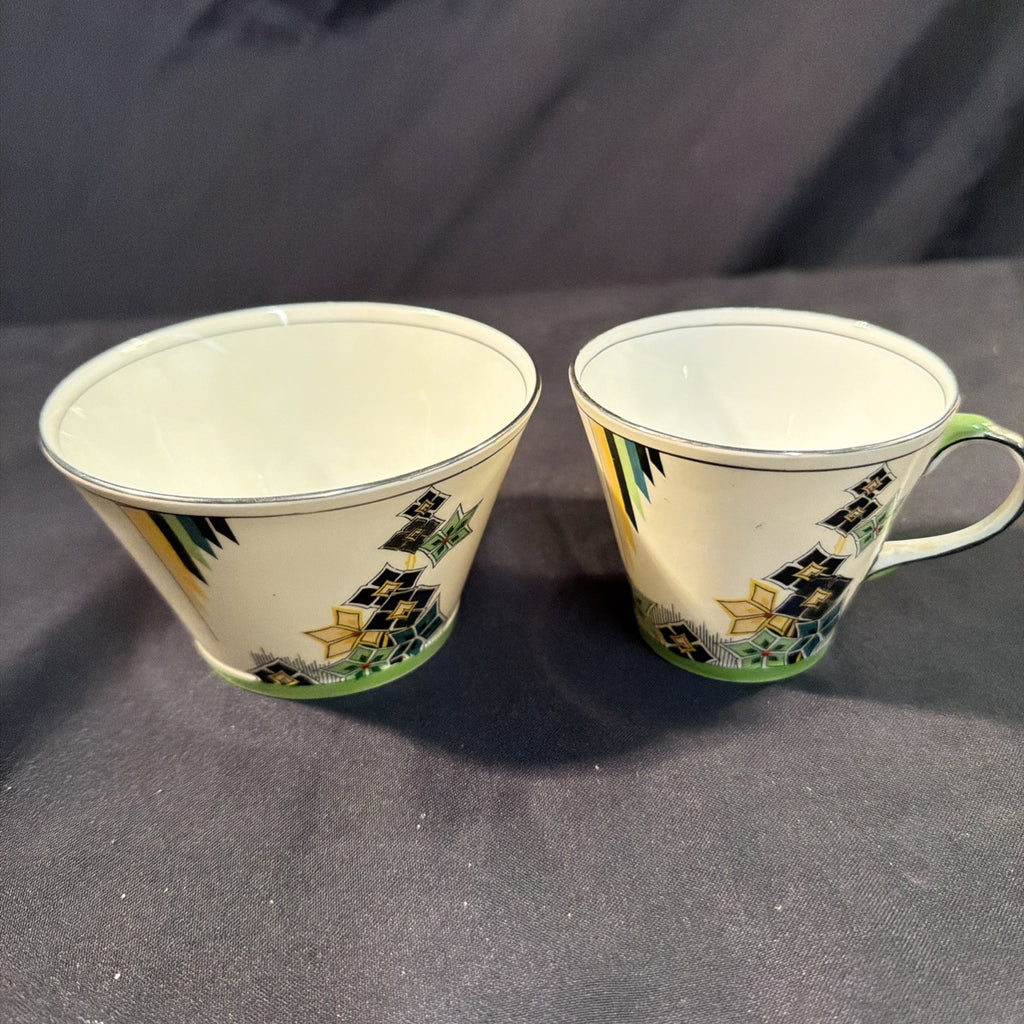 Aynsley England Bone China Art Deco 1930's Tea Cup and Sugar Bowl - (2095)