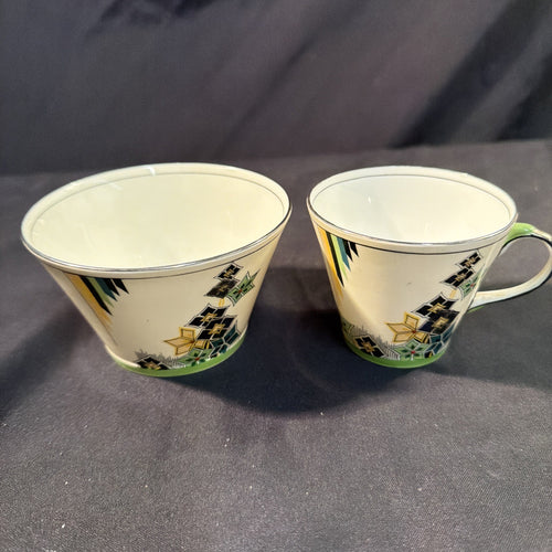Aynsley England Bone China Art Deco 1930's Tea Cup and Sugar Bowl - (2095)