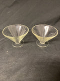 2 x 1930s Art Deco Clear Sundae icecream glass Dish - 7cm Tall, 10cm Diam (5497)