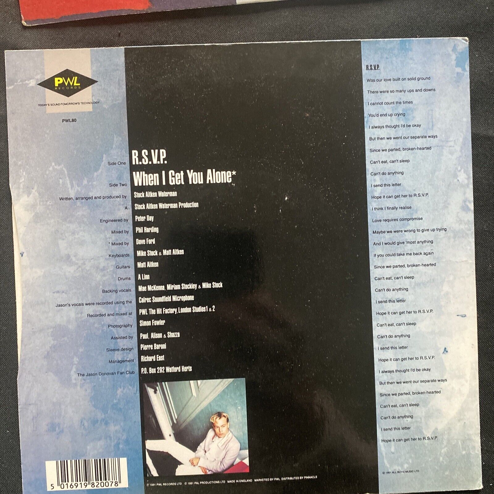 Vinyl Records 7" Singles 5 x 1980's Jason Donovan, Darts, aurra - (9436